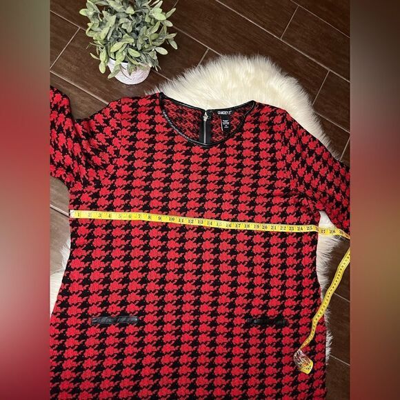 Gramercy 22 Knit 3/4 Sleeve Faux Leather Trimmed Zip Back Shift Dress sz 3X - Picture 7 of 7